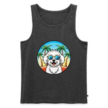 Bichon frisé race de chien dessin animé lunettes de soleil plage - Débardeur bio Premium Homme - anthracite chiné - Devant - Michal (187cm)