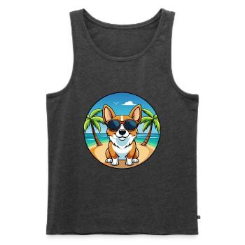 Strickjacke Welsh Corgi Hund Rasse Cartoon Sonnenbrille - Männer Premium Bio Tank Top - Anthrazit meliert - Vorne - Michal (187cm)