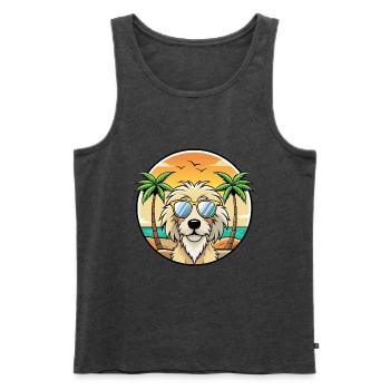 Katalanische Schäferhundrasse Cartoon Sonnenbrille Strand - Männer Premium Bio Tank Top - Anthrazit meliert - Vorne - Michal (187cm)