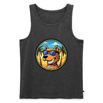 Kanarische Warren Hound Hunderasse Cartoon Sonnenbrille - Männer Premium Bio Tank Top - Anthrazit meliert - Vorne - Michal (187cm)