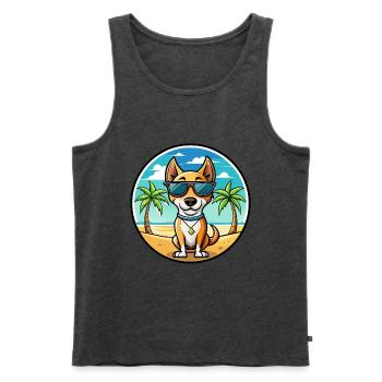 Brasilianischer Terrier Hunderasse Cartoon Sonnenbrille Strand - Männer Premium Bio Tank Top - Anthrazit meliert - Vorne - Michal (187cm)