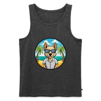 Braque Saint Germain Hunderasse Cartoon Sonnenbrille - Männer Premium Bio Tank Top - Anthrazit meliert - Vorne - Michal (187cm)