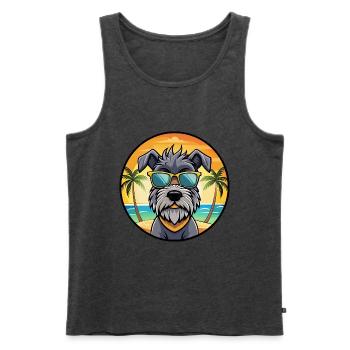 Bouvier Des Ardennes Hunderasse Cartoon Sonnenbrille - Männer Premium Bio Tank Top - Anthrazit meliert - Vorne - Michal (187cm)