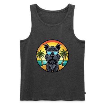 Schwarze russische Terrier Hunderasse Cartoon Sonnenbrille - Männer Premium Bio Tank Top - Anthrazit meliert - Vorne - Michal (187cm)