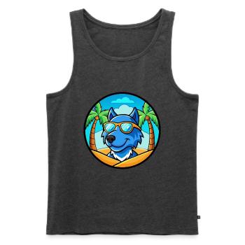 Blaue Spitzenhunderasse Cartoon Sonnenbrille Strand - Männer Premium Bio Tank Top - Anthrazit meliert - Vorne - Michal (187cm)