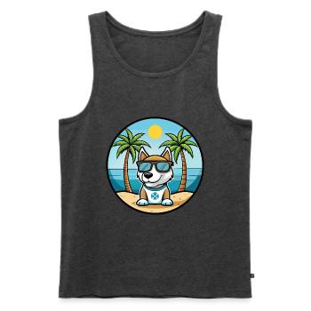 Argentino Chien Race Dessin Animé Lunettes De Soleil Plage - Débardeur bio Premium Homme - anthracite chiné - Devant - Michal (187cm)