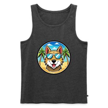 Aidi Hunderasse Cartoon Sonnenbrille Strand - Männer Premium Bio Tank Top - Anthrazit meliert - Vorne - Michal (187cm)