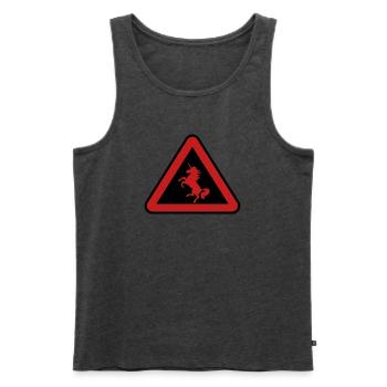 Achtung Einhorn, Gefahr - Männer Premium Bio Tank Top - Anthrazit meliert - Vorne - Michal (187cm)