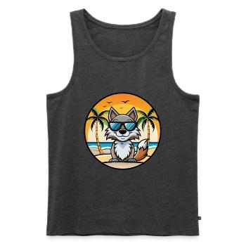 Wolf Lustige Cartoon Sommer Strand Sonnenbrille Aufkleber - Männer Premium Bio Tank Top - Anthrazit meliert - Vorne - Michal (187cm)