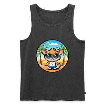 Pixie Bob Katzenrasse Cartoon Sonnenbrille Strand - Männer Premium Bio Tank Top - Anthrazit meliert - Vorne - Michal (187cm)