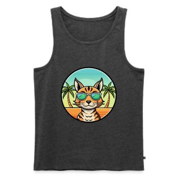 Ocicat Breed Cartoon Sonnenbrille Strand - Männer Premium Bio Tank Top - Anthrazit meliert - Vorne - Michal (187cm)