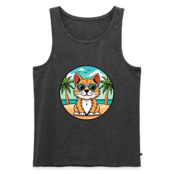 Lunettes de soleil de dessin animé de race de chat à poil long allemand plage - Débardeur bio Premium Homme - anthracite chiné - Devant - Michal (187cm)