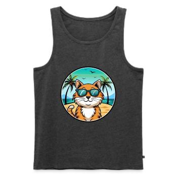 California Spangled Cat Breed Cartoon Sunglasses - Men's Premium Organic Tank Top - heather anthracite - Front - Michal (187cm)