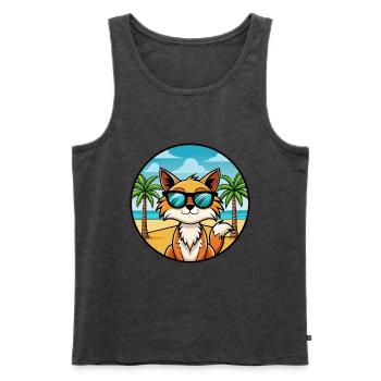 Somali Katzenrasse Cartoon Sonnenbrille Strand - Männer Premium Bio Tank Top - Anthrazit meliert - Vorne - Michal (187cm)