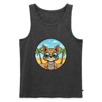 Ocicat Breed Cartoon Sonnenbrille Strand - Männer Premium Bio Tank Top - Anthrazit meliert - Vorne - Michal (187cm)