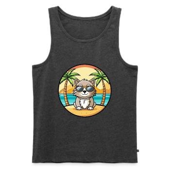 Laperm Cat Breed Cartoon Lunettes de soleil Beach - Débardeur bio Premium Homme - anthracite chiné - Devant - Michal (187cm)