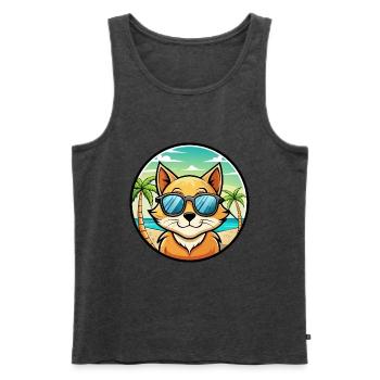 Donskoy Katzenrasse Cartoon Sonnenbrille Strand - Männer Premium Bio Tank Top - Anthrazit meliert - Vorne - Michal (187cm)