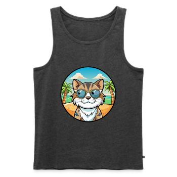 Verdünnte Kattunkatzenrasse Cartoon Sonnenbrille Strand - Männer Premium Bio Tank Top - Anthrazit meliert - Vorne - Michal (187cm)