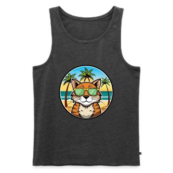 California Spangled Cat Breed Cartoon Sunglasses - Men's Premium Organic Tank Top - heather anthracite - Front - Michal (187cm)