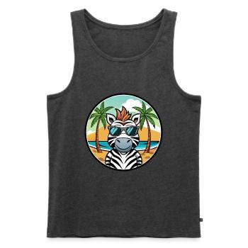 Zebra Lustige Cartoon Sommer Strand Sonnenbrille Cool - Männer Premium Bio Tank Top - Anthrazit meliert - Vorne - Michal (187cm)