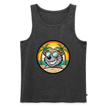 Ratte Lustige Cartoon Sommer Strand Sonnenbrille Aufkleber - Männer Premium Bio Tank Top - Anthrazit meliert - Vorne - Michal (187cm)