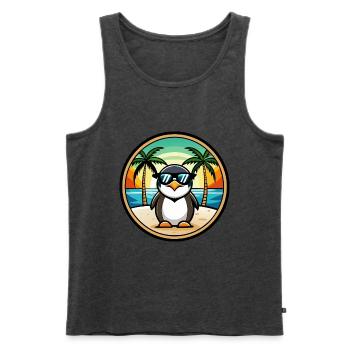 Pinguin Lustige Cartoon Sommer Strand Sonnenbrille Cool - Männer Premium Bio Tank Top - Anthrazit meliert - Vorne - Michal (187cm)