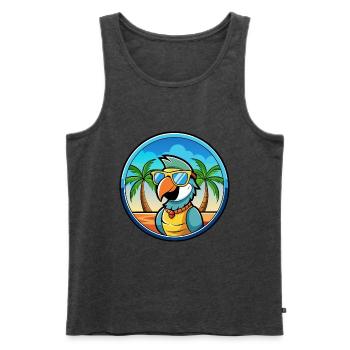 Perroquet Drôle Dessin Animé Plage Été Lunettes De Soleil Cool - Débardeur bio Premium Homme - anthracite chiné - Devant - Michal (187cm)