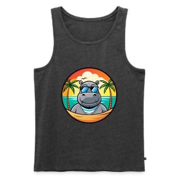 Nilpferd Lustige Cartoon Sommer Strand Sonnenbrille Cool - Männer Premium Bio Tank Top - Anthrazit meliert - Vorne - Michal (187cm)