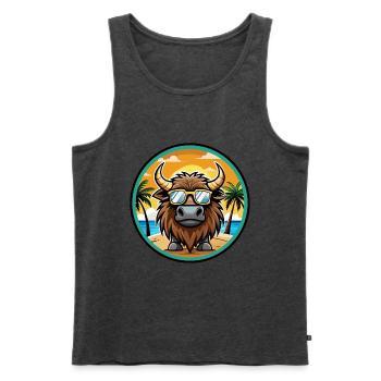 Bison Lustige Cartoon Sommer Strand Sonnenbrille Cool - Männer Premium Bio Tank Top - Anthrazit meliert - Vorne - Michal (187cm)