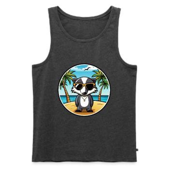 Dachs Lustige Cartoon Sommer Strand Sonnenbrille Cool - Männer Premium Bio Tank Top - Anthrazit meliert - Vorne - Michal (187cm)