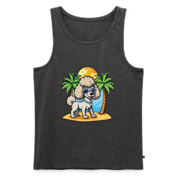 Pudel Hund Lustige Cartoon Sommer Strand Sonnenbrille - Männer Premium Bio Tank Top - Anthrazit meliert - Vorne - Michal (187cm)