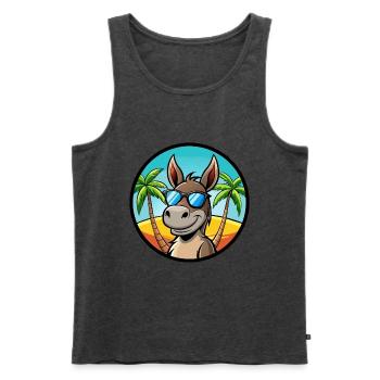 Esel Lustige Cartoon Sommer Strand Sonnenbrille Cool - Männer Premium Bio Tank Top - Anthrazit meliert - Vorne - Michal (187cm)