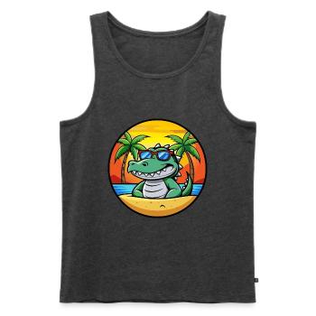 Krokodil Lustige Cartoon Sommer Strand Sonnenbrille - Männer Premium Bio Tank Top - Anthrazit meliert - Vorne - Michal (187cm)