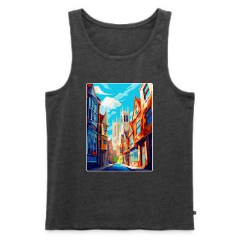 York Angleterre Royaume-Uni Affiche de voyage vintage Souvenir WPA - Débardeur bio Premium Homme - anthracite chiné - Devant - Michal (187cm)
