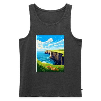Bempton Cliffs England Uk Vintage Reiseposter - Männer Premium Bio Tank Top - Anthrazit meliert - Vorne - Michal (187cm)
