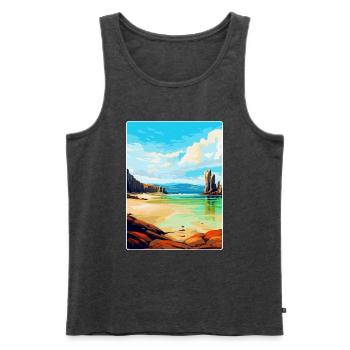 Isle Of Lewis Schottland Vereinigtes Königreich Vintage Reiseposter - Männer Premium Bio Tank Top - Anthrazit meliert - Vorne - Michal (187cm)