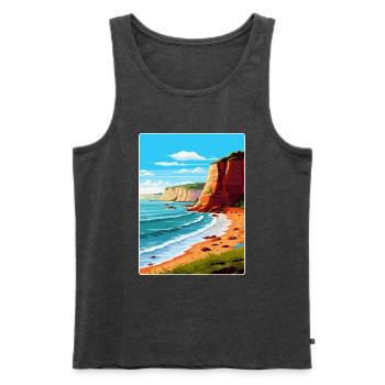 Torquay Cliffs England Uk Vintage Reiseposter - Männer Premium Bio Tank Top - Anthrazit meliert - Vorne - Michal (187cm)