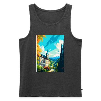 Baden Baden Allemagne Affiche de voyage vintage souvenir - Débardeur bio Premium Homme - anthracite chiné - Devant - Michal (187cm)