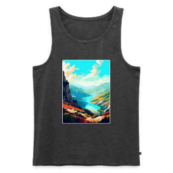 Geres Nationalpark Portugal Vintage Reiseplakat - Männer Premium Bio Tank Top - Anthrazit meliert - Vorne - Michal (187cm)
