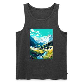 Arosa Suisse Affiche de voyage vintage souvenir - Débardeur bio Premium Homme - anthracite chiné - Devant - Michal (187cm)