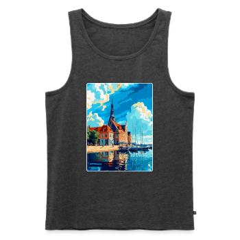 Rostock Allemagne Affiche de voyage vintage Souvenir WPA - Débardeur bio Premium Homme - anthracite chiné - Devant - Michal (187cm)
