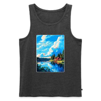 Falun Suède Affiche de voyage vintage WPA Souvenir - Débardeur bio Premium Homme - anthracite chiné - Devant - Michal (187cm)