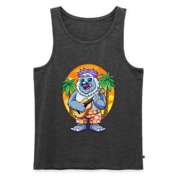 Drôle Yeti Dessin Animé Plage D’été Lunettes De Soleil Guitare - Débardeur bio Premium Homme - anthracite chiné - Devant - Michal (187cm)