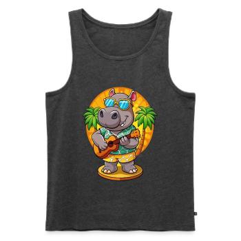 Lustige Nilpferd Cartoon Sommer Strand Sonnenbrille Gitarre - Männer Premium Bio Tank Top - Anthrazit meliert - Vorne - Michal (187cm)