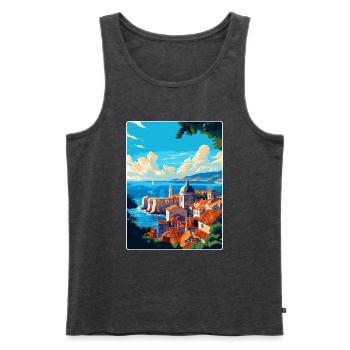Dubrovnik Kroatien Vintage Reiseplakat Souvenir - Männer Premium Bio Tank Top - Anthrazit meliert - Vorne - Michal (187cm)