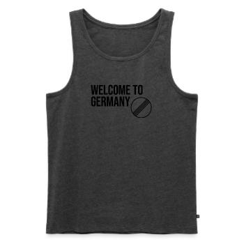 BIENVENUE EN ALLEMAGNE par Unlimited Apparel - Débardeur bio Premium Homme - anthracite chiné - Devant - Michal (187cm)