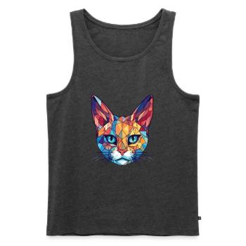 Pixie Bob Katze Bunte Aquarell Haustier Illustration - Männer Premium Bio Tank Top - Anthrazit meliert - Vorne - Michal (187cm)