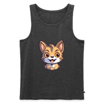 Pixie Bob Katze Cartoon Aquarell Illustration - Männer Premium Bio Tank Top - Anthrazit meliert - Vorne - Michal (187cm)