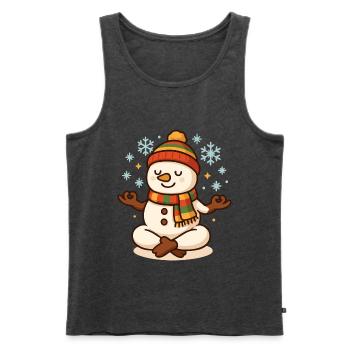 Yoga Schneemann Weihnachten Cartoon - Männer Premium Bio Tank Top - Anthrazit meliert - Vorne - Michal (187cm)