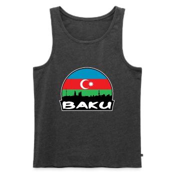 Baku Aserbaidschan Flagge Skyline Silhouette Reisen - Männer Premium Bio Tank Top - Anthrazit meliert - Vorne - Michal (187cm)